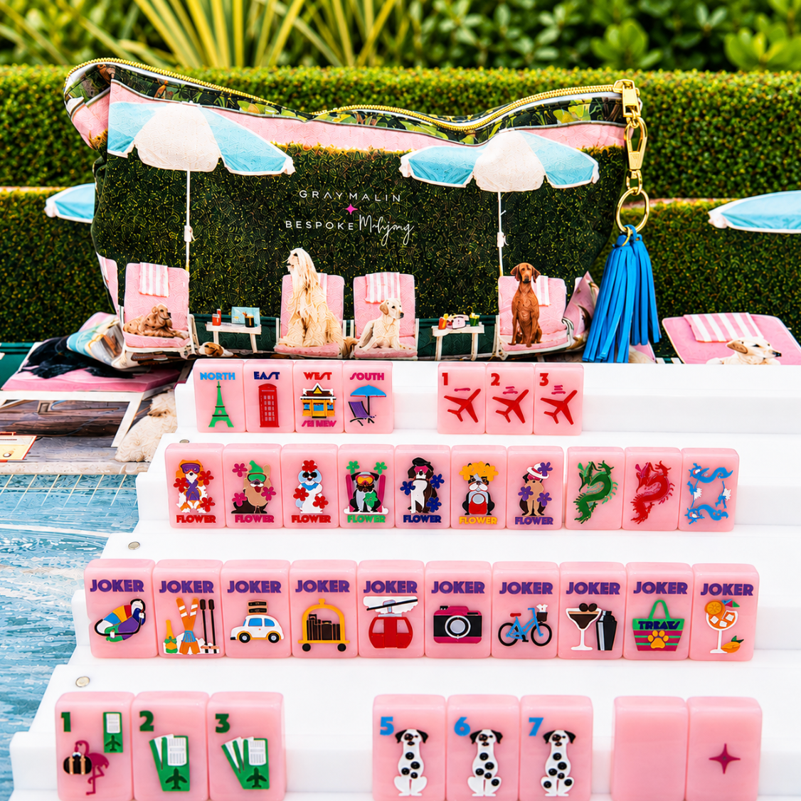 Bespoke X Gray Malin Getaway Dogs Mahjong Tiles - Beverly Hills