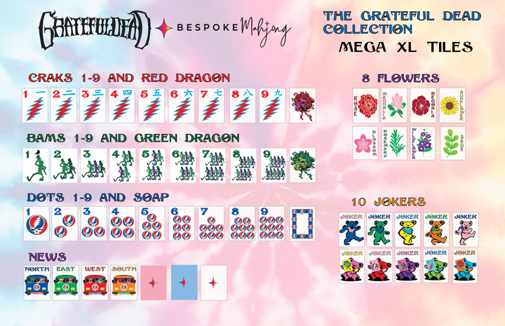 SPECIAL ORDER - THE LAGUNA TABLE - GRATEFUL DEAD x BESPOKE MAHJONG - PINK DANCING BEARS