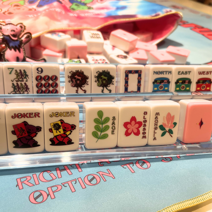 SPECIAL ORDER - THE LAGUNA TABLE - GRATEFUL DEAD x BESPOKE MAHJONG - PINK DANCING BEARS