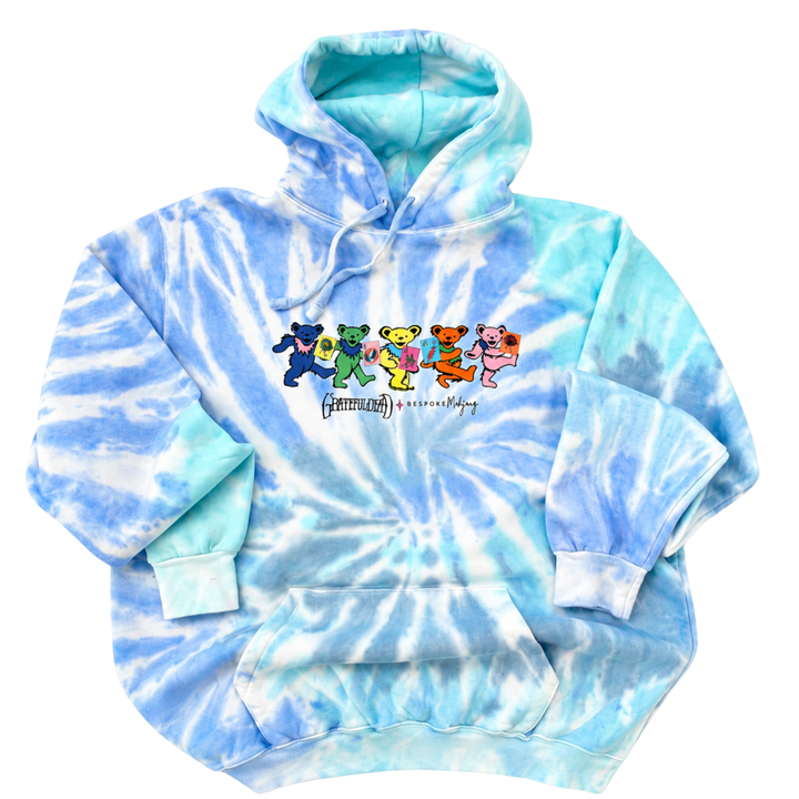 Grateful Dead x Bespoke Mahjong Tie Dye Blue Hoodie UNISEX - LIMITED RELEASE
